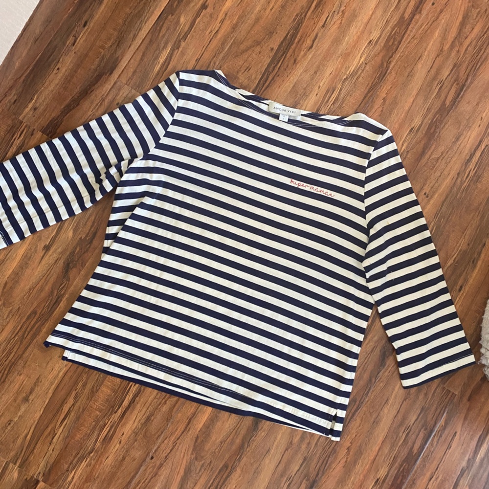AMOUR VERT “super maman” striped top